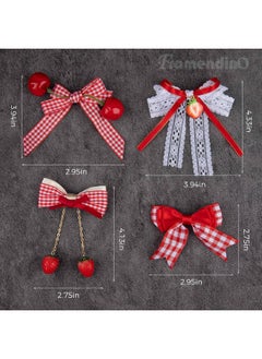 Framendino Framendino, 8 Pack Cherry Strawberry Bow Hair Clips Cute Alligator Red Barrettes for Girls Women Accessories  - Image 2