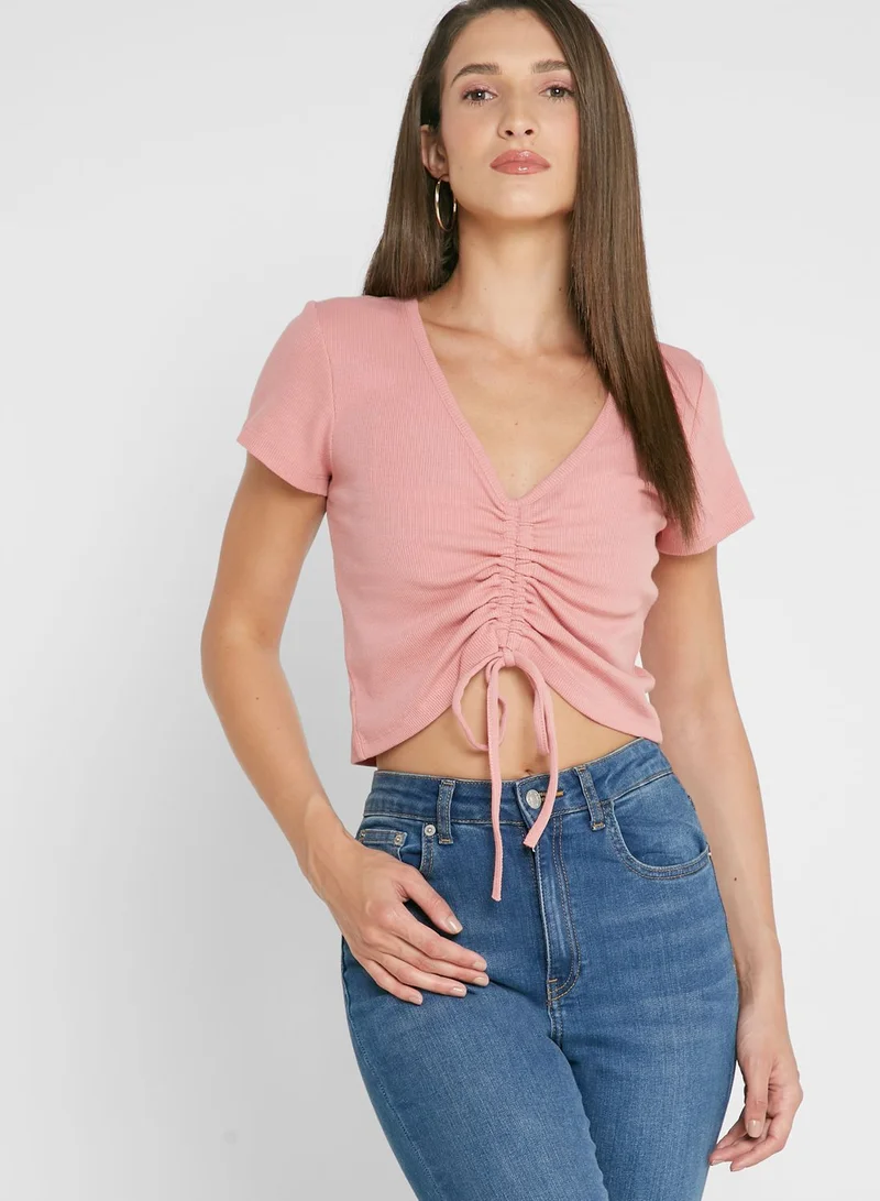 BCBGeneration Drawstring Detail Knitted Top