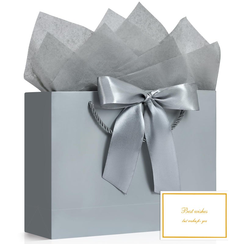 JMANNI Gift Bags 1PCS Gift Bags Large with Ribbon and 1 Greeting Cards 2 Tissue Paper Portable Paper Gift Bag with Handles Birthday Gift BagsPresent Bags for Wedding Party Mothers Day - Image 3