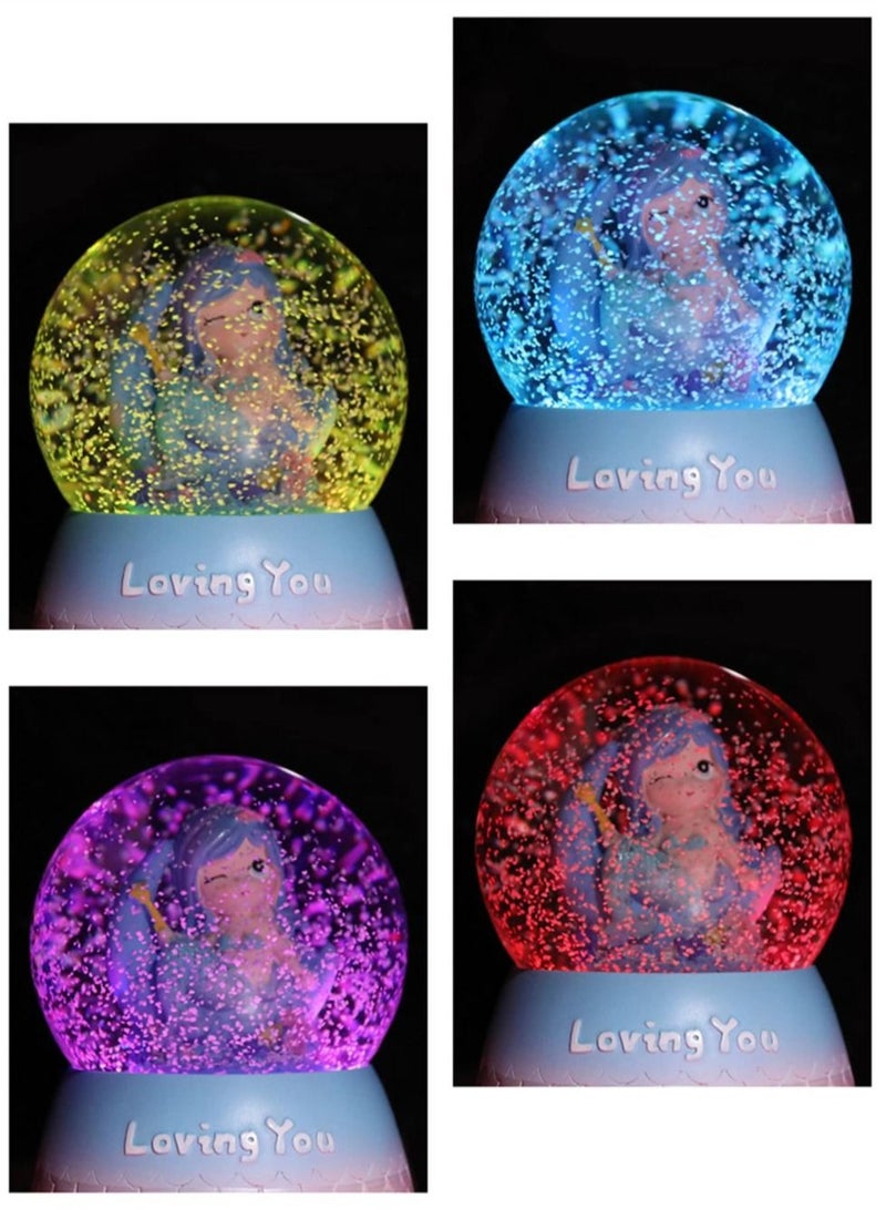 Captaintech Snow Globe, 3.14 Inch Snowglobes with 7 Musics for Girls Room Decor Collection,Mermaid Gifts for Girls Age 6-12 Years Old Christmas Birthday Gifts for Girls - Image 4