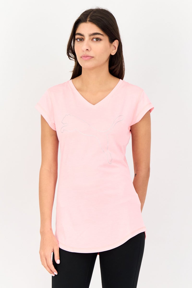 PUMA Women Sportswear Fit Short Sleeves Training T-Shirt, Heather Peach - Image 1
