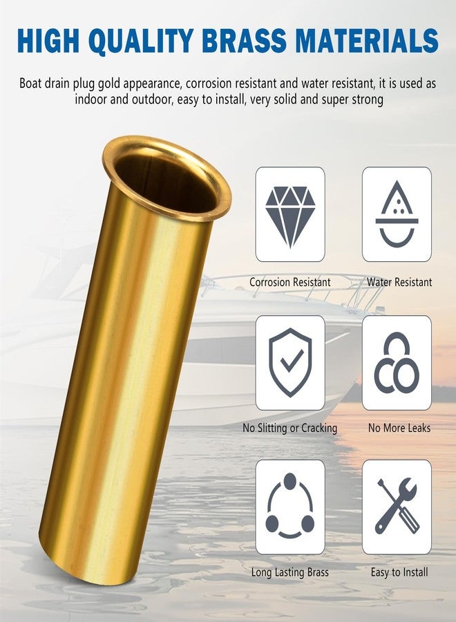 Hasanbar Brass Drain Tube for Boats, 3 Inch Long x 1 Inch ID Brass Boat Drain Plug Tube Transom Drain Tube for Transom, Motorwell, Splashwell, Livewell or Baitwell Installation, 2 Pack - Image 5