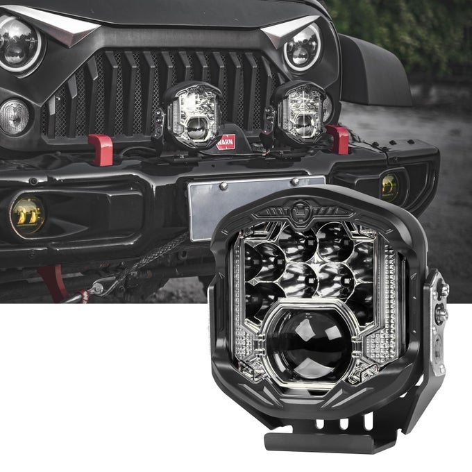 7 Inch Led Laser Offroad Driving Auxiliary Light 95W White Drl Combo Beam Pod Spot Fog Working Side Shooter Light For Jeep Pickup Truck Suv Utv Etc 1Pc No Harness Kit