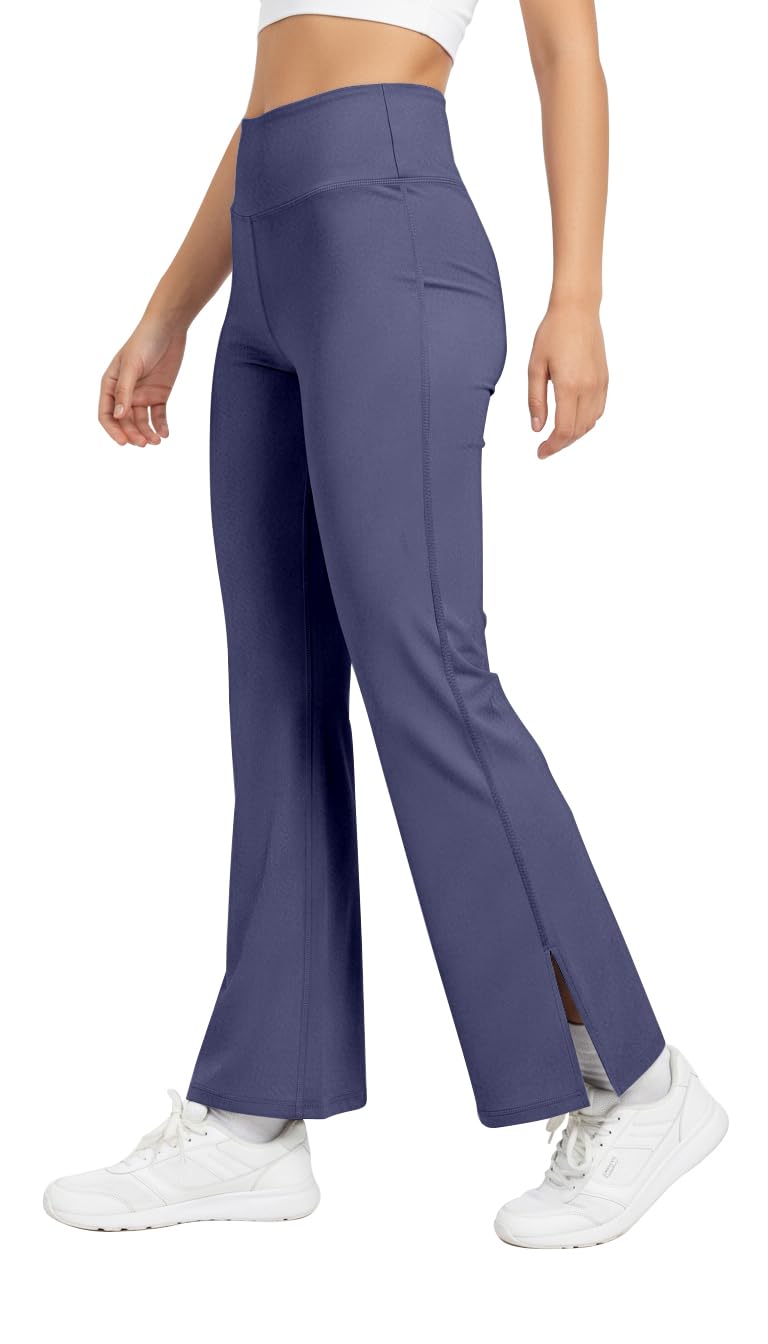 Mehrang High Waist Wide Leg with Side Slit || Stretchable Tights || Highwaist Sports Fitness Activewear Yoga Pants for Women (in, Alpha, M, Regular, Lavender) - Image 1