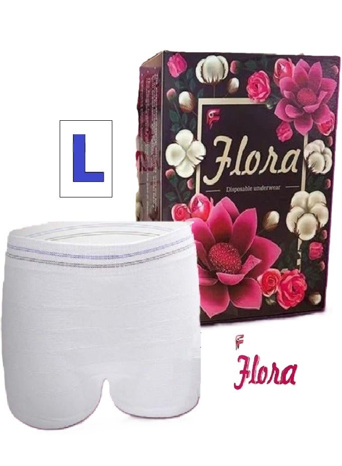 Flora Women's Panties Pure Cotton 100% For Menstruation Postpartum And Sports One-Time Use 5 Pcs - Size Large (L) - Image 1