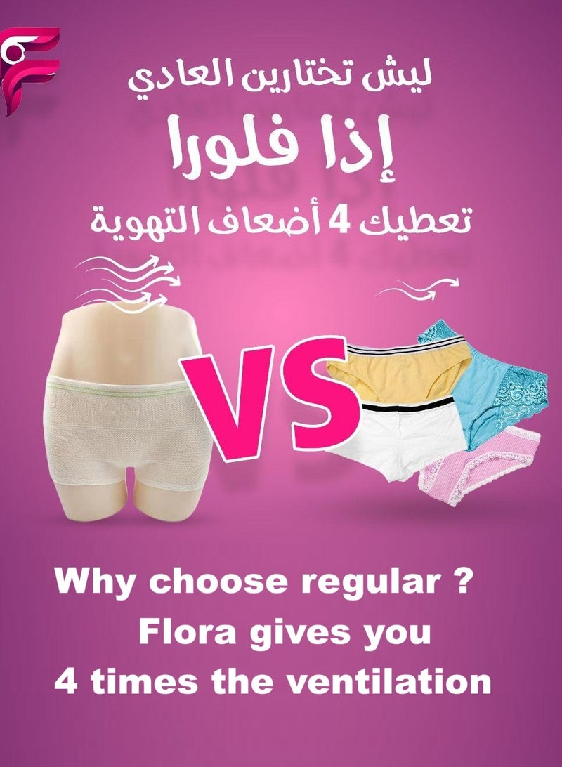 Flora Women's Panties Pure Cotton 100% For Menstruation Postpartum And Sports One-Time Use 5 Pcs - Size Large (L) - Image 5