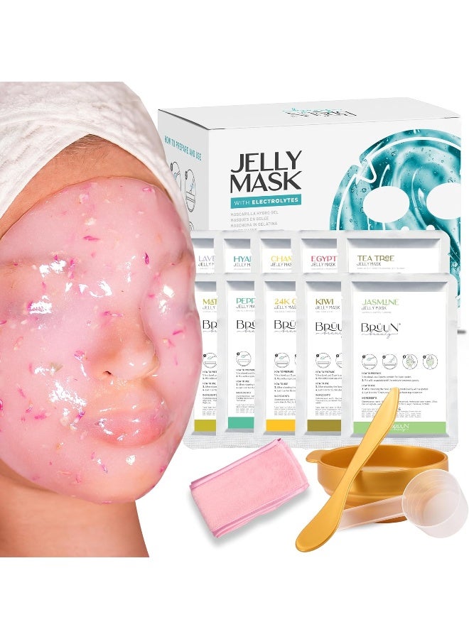 BRÜUN مجموعة قناع الجيلي القابل للتقشير - قناع مطاطي متميز - 10 علاجات - Image 1