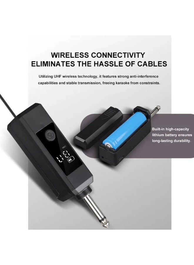 نظام ميكروفون لاسلكي احترافي UHF من ZFSZ مع ميكروفونين يدويين ديناميكيين، مستقبل قابل لإعادة الشحن، ومحول 3.5 ملم - Image 4
