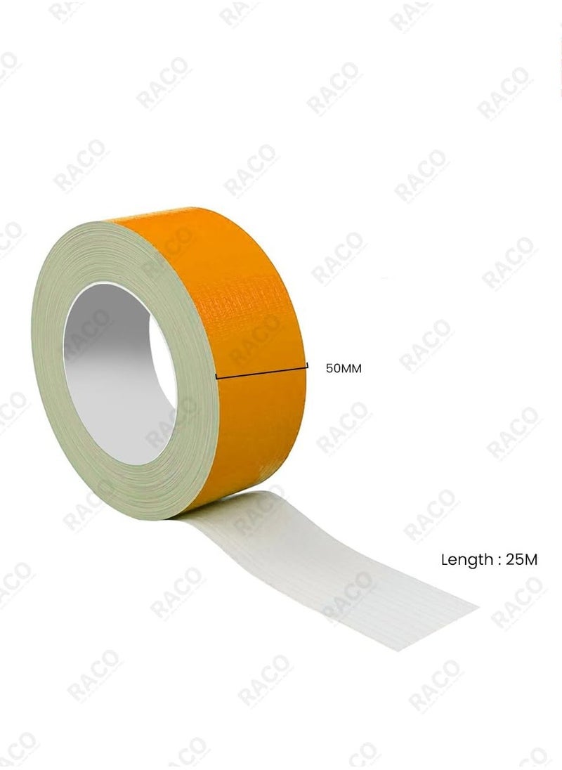RACO - RACO Duct/Cloth Tapes Strong Adhesive Tape for Sealing, Patching, Securing Cables and Labelling, Heavy Duty Tape for Indoor & Outdoor Use 50mmx25M (Yellow) - Image 1