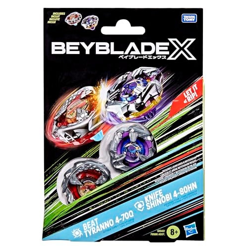 BeyBlade باي بليد إكس بيت تيرانو 4-70Q ونايف شينوبى 4-80HN مجموعة مزدوجة مع 2 قمة دوارة في اتجاه اليمين؛ قمة معركة أصلية من تاكارا تومي؛ ألعاب/ألعاب للأطفال من 8 سنوات فما فوق - Image 3