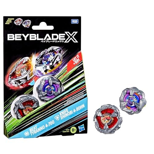 BeyBlade باي بليد إكس بيت تيرانو 4-70Q ونايف شينوبى 4-80HN مجموعة مزدوجة مع 2 قمة دوارة في اتجاه اليمين؛ قمة معركة أصلية من تاكارا تومي؛ ألعاب/ألعاب للأطفال من 8 سنوات فما فوق - Image 5