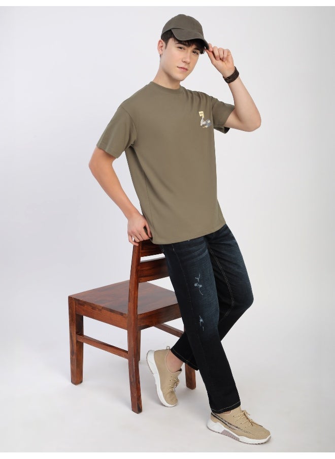 Beyoung Camel Beige Z Embroidered Patch Oversized T-Shirt  - Image 5