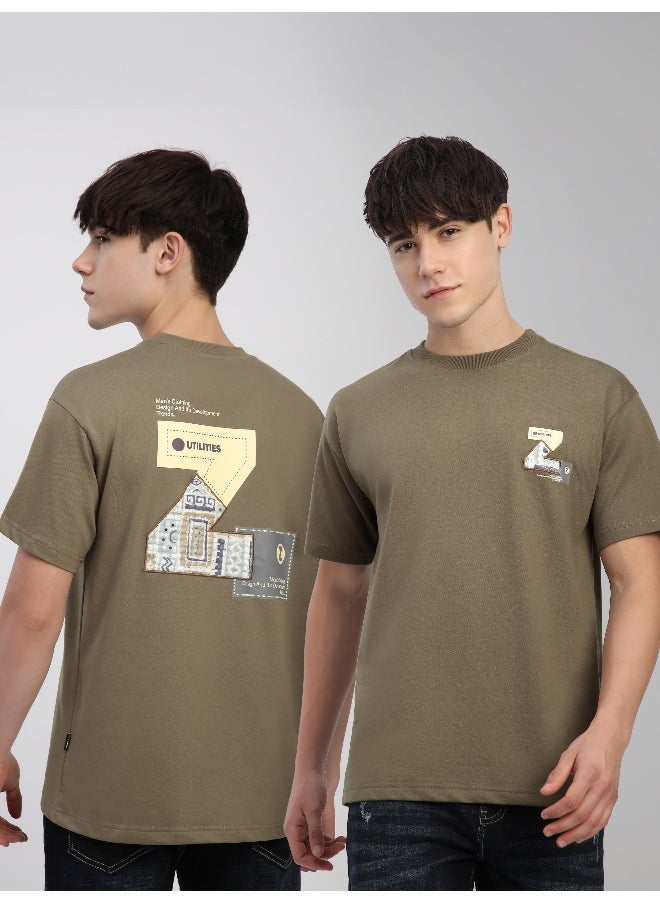 Beyoung Camel Beige Z Embroidered Patch Oversized T-Shirt  - Image 4