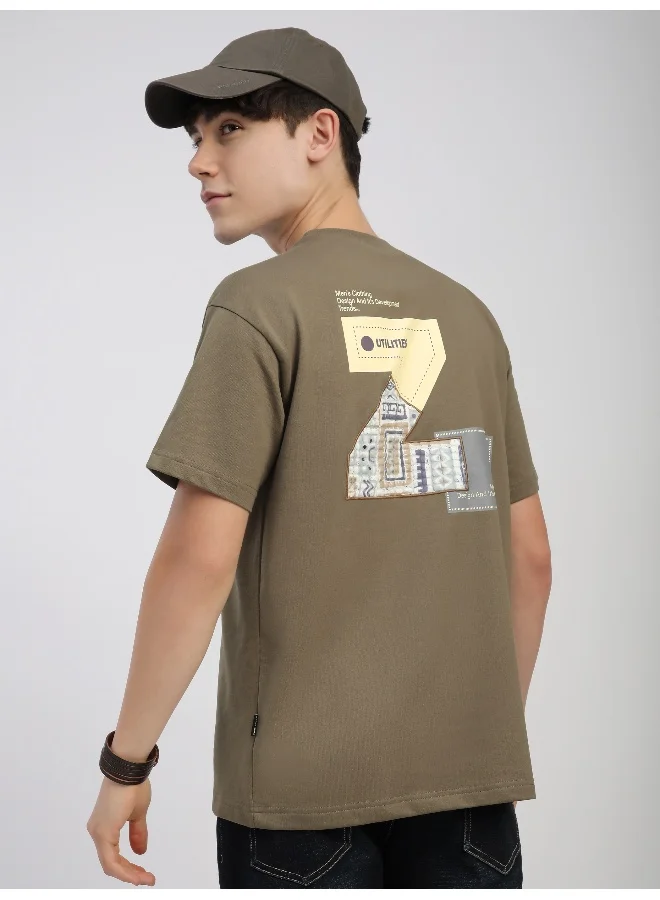 Beyoung Camel Beige Z Embroidered Patch Oversized T-Shirt