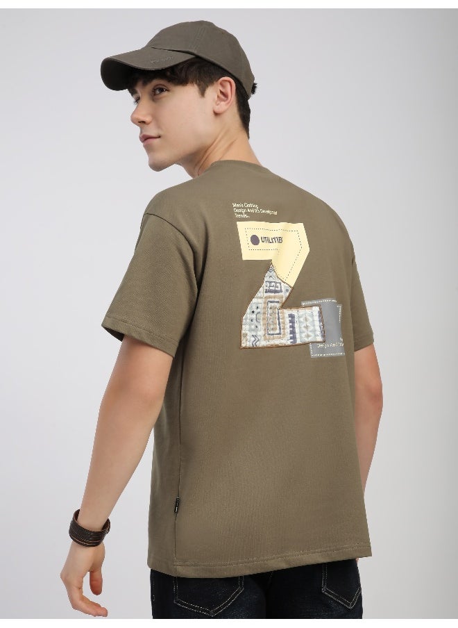 Beyoung Camel Beige Z Embroidered Patch Oversized T-Shirt  - Image 3