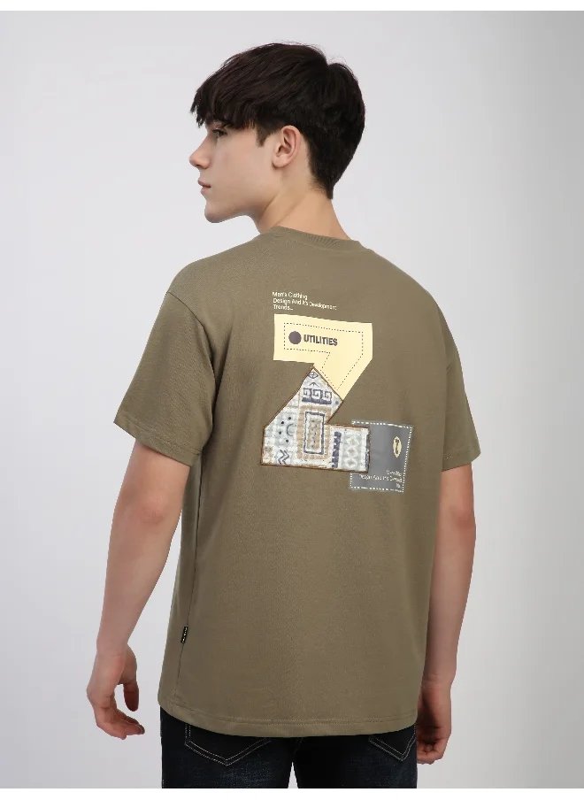 Beyoung Camel Beige Z Embroidered Patch Oversized T-Shirt