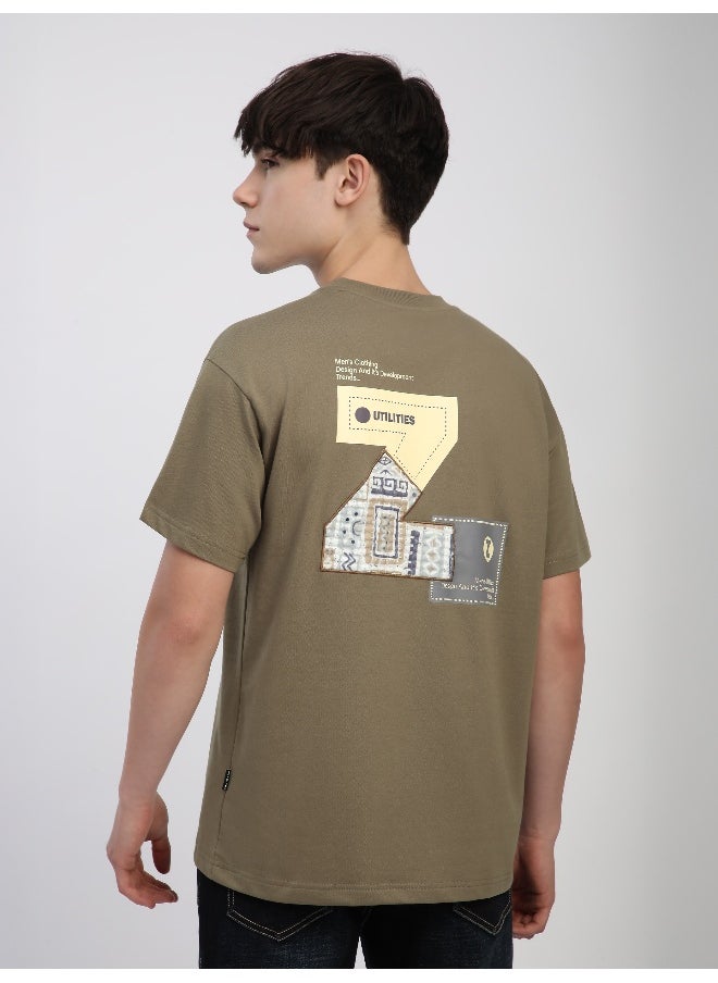 Beyoung Camel Beige Z Embroidered Patch Oversized T-Shirt  - Image 2