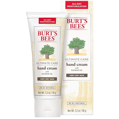 Burt's Bees Hand Cream for Dry Skin, Moisturizing Natural Lotion, Unscented, Ultimate Care with Baboab Oil (Packaging May Vary), 3.2 Oz - Image 1