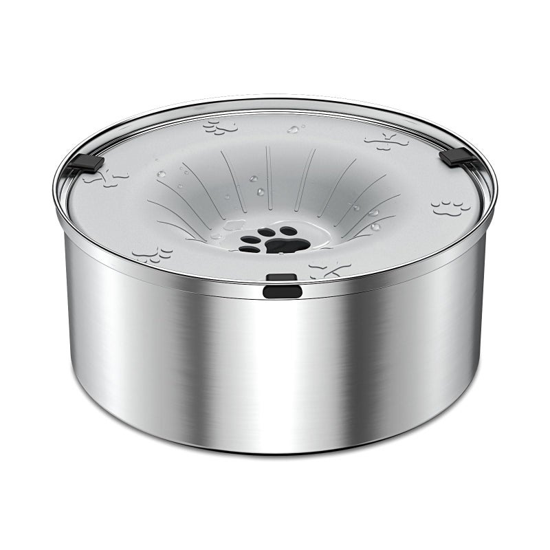 SCHITEC Dog Water Bowl No Spill 1.2L/40oz Slow Drinking Anti-Splash Stainless Steel Dog Bowl with Floating Disk, Spill Proof Pet Travel Water Dispenser for Sloppy Messy Drinkers(Light Gray) - Image 1