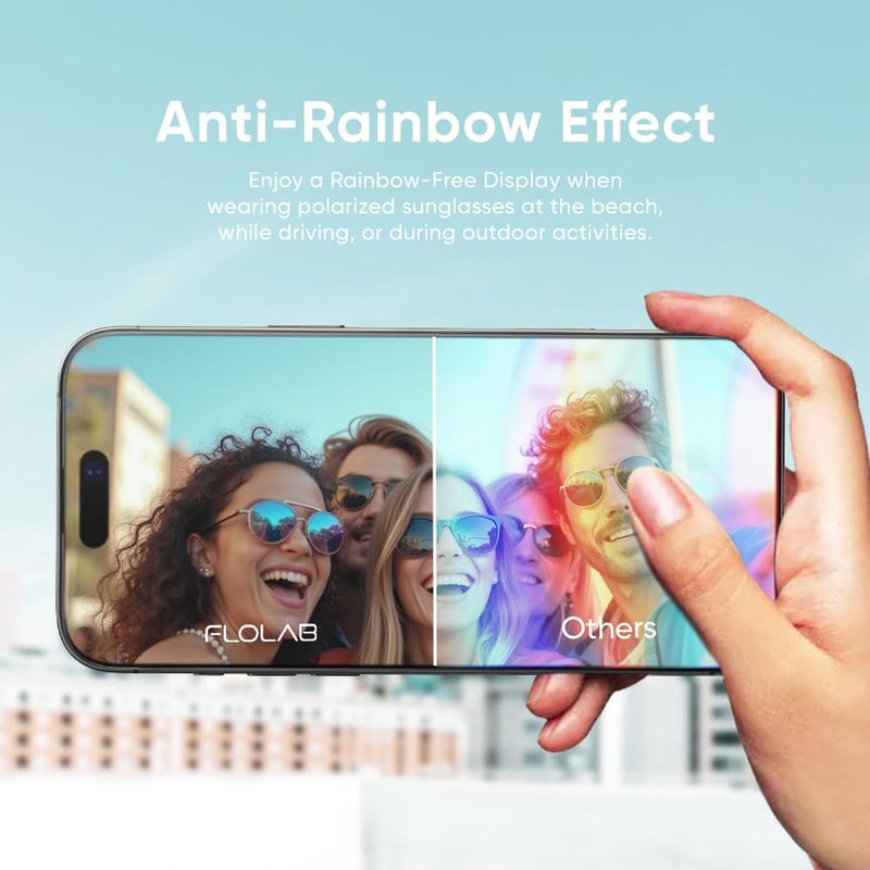 FLOLAB حماية شاشة FLOLAB NanoArmour ONETIME PRO لجهاز iPhone 17 Pro Max، مضادة للانعكاس، PolarSpectra مضادة لقوس قزح، زجاج مقسى ثلاثي الأبعاد، معززة الحواف، سهلة التركيب، سلسة - Image 4