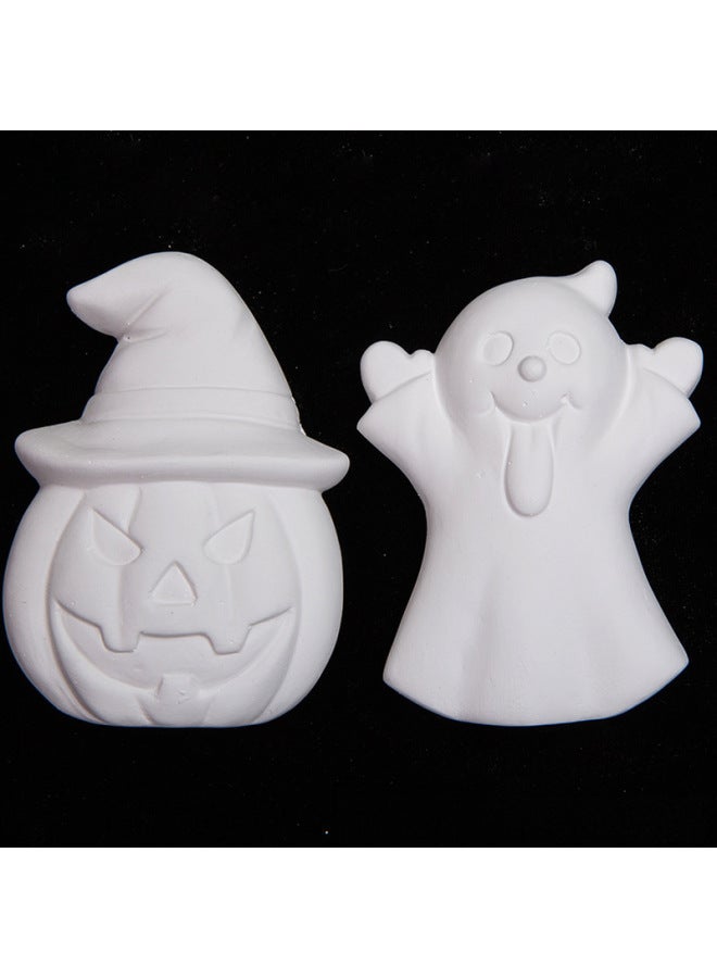 Loquat Pumpkin Ghost Plaster Doll Graffiti Diy Creative Production Coloring Painting Ceramic Toy-Color:Flower erfly 12 Plaster + Paint Pen - Image 3