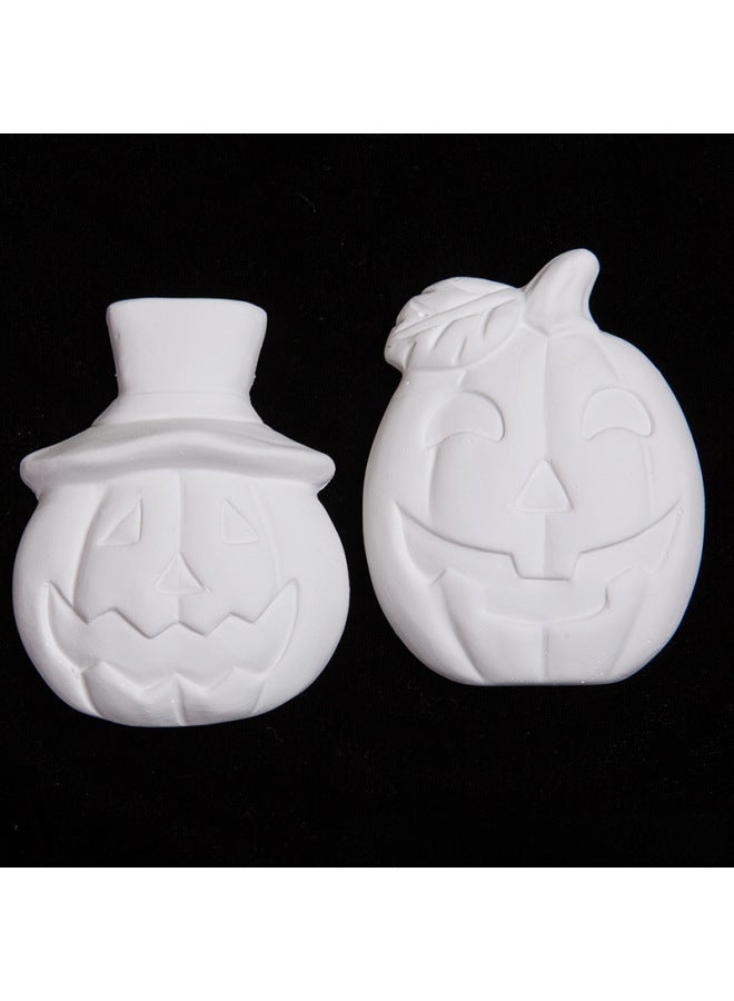 Loquat Pumpkin Ghost Plaster Doll Graffiti Diy Creative Production Coloring Painting Ceramic Toy-Color:Flower erfly 12 Plaster + Paint Pen - Image 2