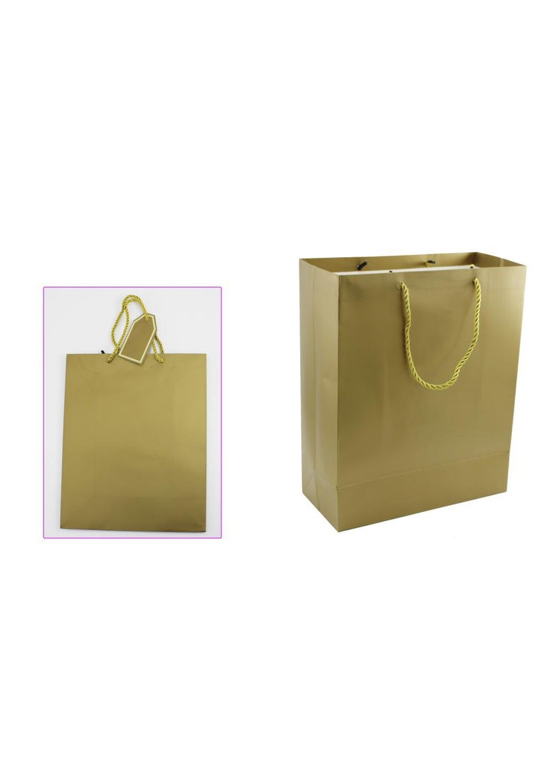 PARTY FUN Paper Gift Bag 26x12x32cm, Luxurious Gifting Experience Golden Color  - Image 2