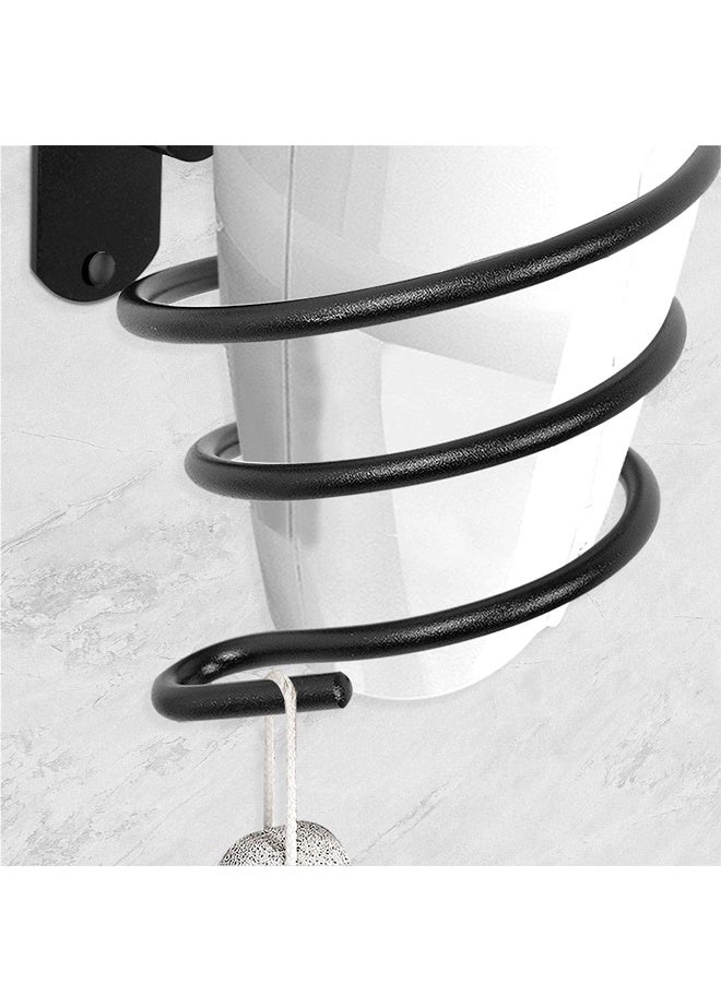 No Drill Aluminum Clear Bathroom Wall Shelf Hair Dryer Storage Black - Image 5