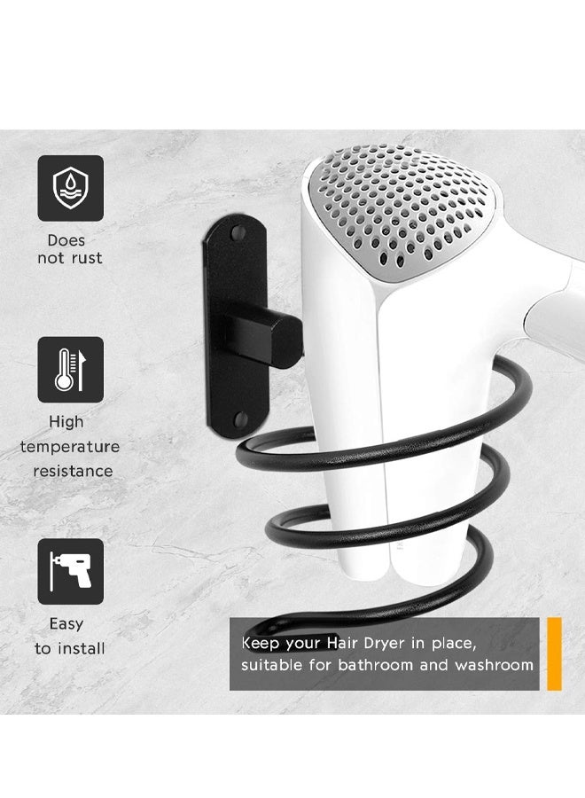 No Drill Aluminum Clear Bathroom Wall Shelf Hair Dryer Storage Black - Image 4