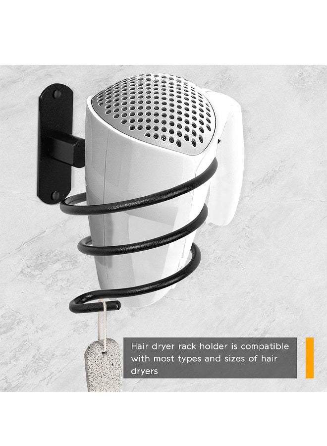 No Drill Aluminum Clear Bathroom Wall Shelf Hair Dryer Storage Black - Image 3