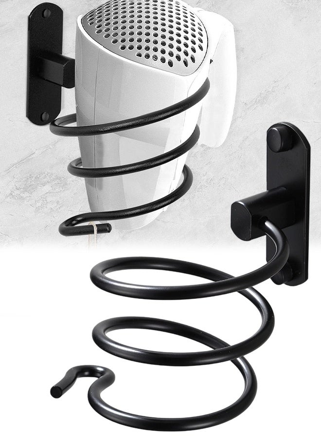 No Drill Aluminum Clear Bathroom Wall Shelf Hair Dryer Storage Black - Image 1