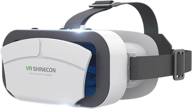 كلاراكو نظارات الواقع الافتراضي ثلاثية الأبعاد، خوذة الواقع الافتراضي الرقمية ثلاثية الأبعاد، شاشة كبيرة 7 بوصات، بلوتوث متوافقة مع نظام iOS / Android، أبيض - Image 1