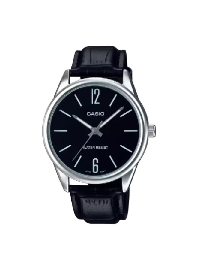 كاسيو ساعة يد جلدية للرجال بعقارب -- -  مم