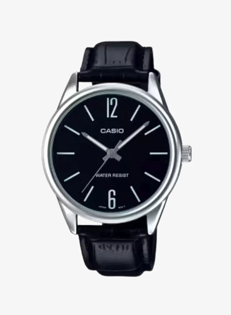 CASIO Men's Leather Analog Watch MTP-V005L-1B - 40 mm