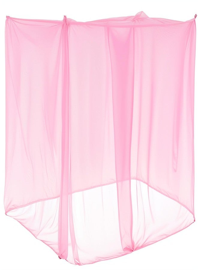 Mindsoft 4 Corners Mosquito Net for Mosquiteros para Camas Bed Canopies Netting Bed Drapes Rectangular Mosquito Mesh for Camping Home Outdoor Travel(Pink,L75 X W59 X H67 Inch,Opening) - Image 1
