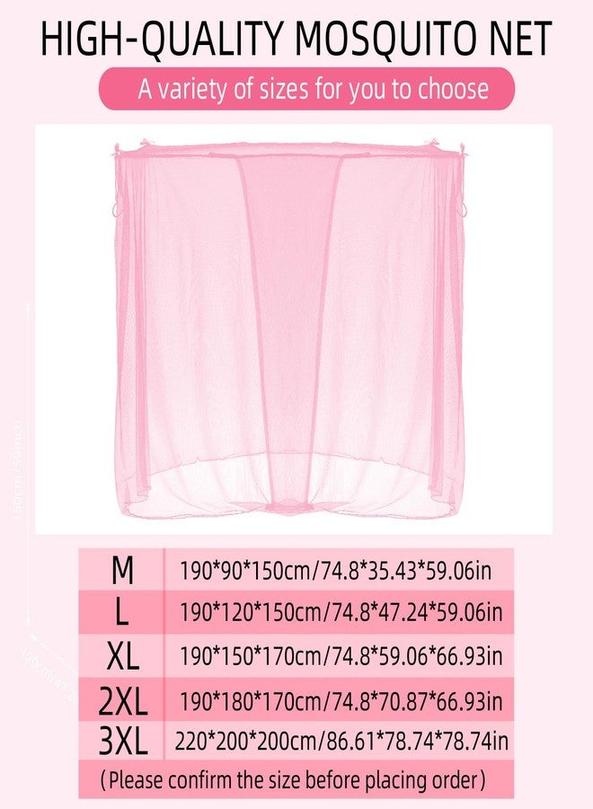 Mindsoft 4 Corners Mosquito Net for Mosquiteros para Camas Bed Canopies Netting Bed Drapes Rectangular Mosquito Mesh for Camping Home Outdoor Travel(Pink,L75 X W59 X H67 Inch,Opening) - Image 2