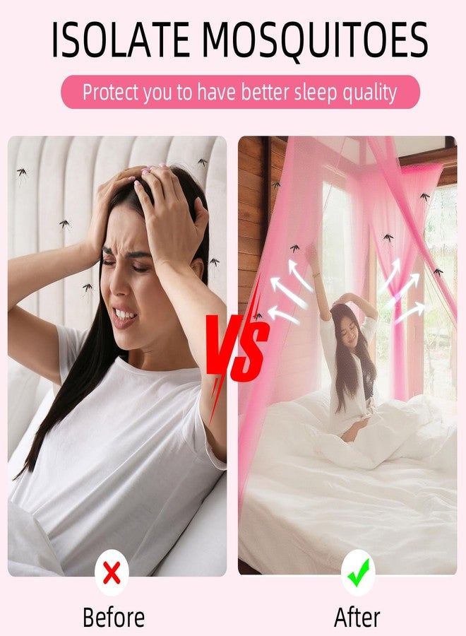 Mindsoft 4 Corners Mosquito Net for Mosquiteros para Camas Bed Canopies Netting Bed Drapes Rectangular Mosquito Mesh for Camping Home Outdoor Travel(Pink,L75 X W59 X H67 Inch,Opening) - Image 3