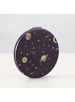 Dynippy Dynippy Compact Mirror Round Pu Leather Makeup Mirror for Purses Small Pocket Mirror Portable Hand Mirror Double-Sided with 2 x 1x Magnification for Woman Mother Kids Great Gift - Universe  - Image 2