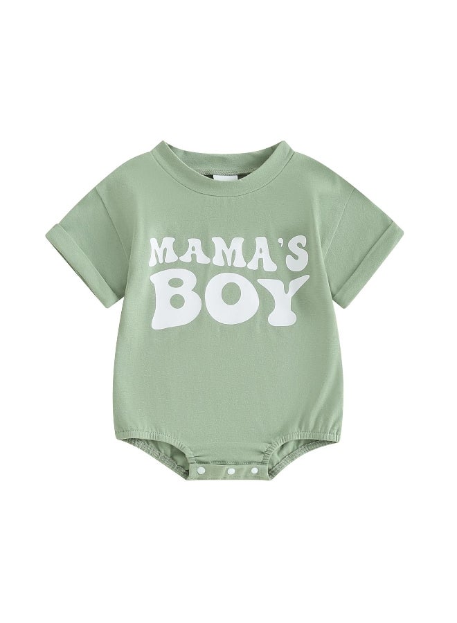 Infant Baby Boy Summer Jumpsuit Letter Print Round Neck Short Sleeve Romper Toddler T-Shirt Clothes