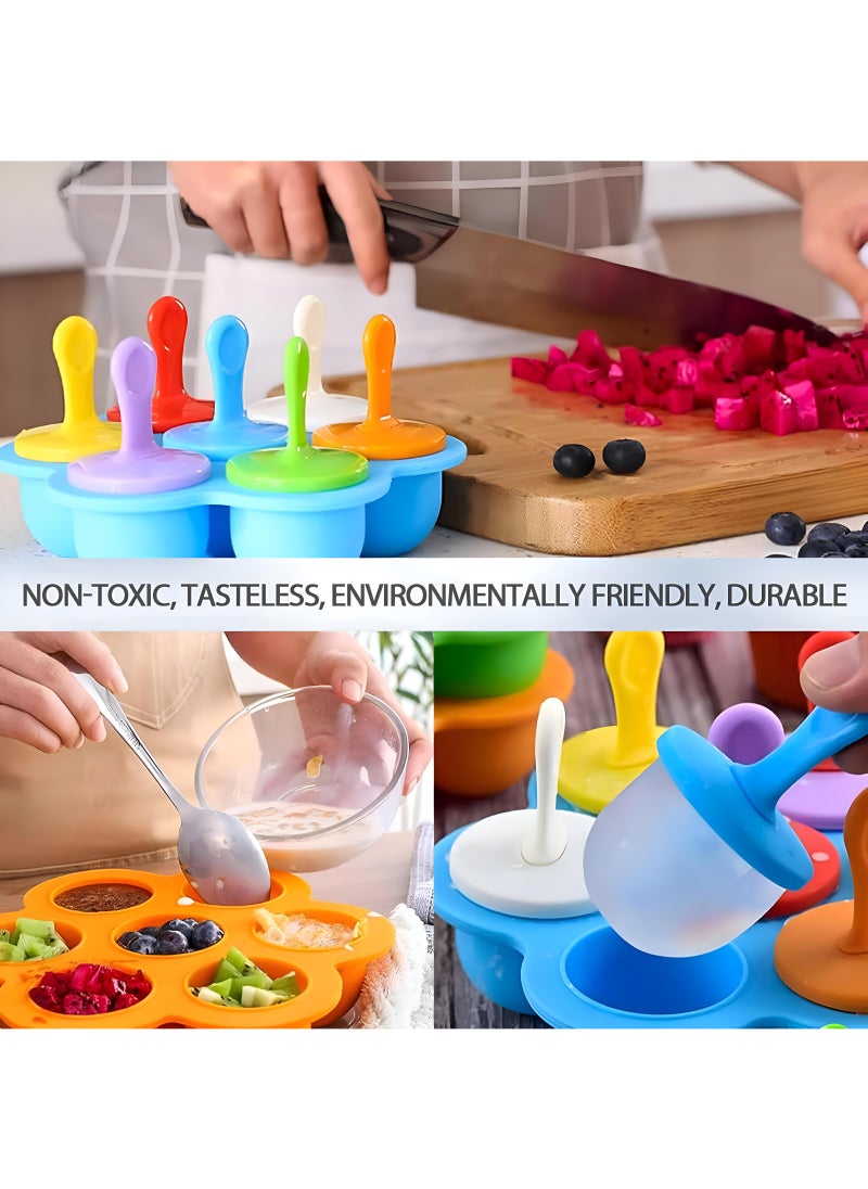 Generic - Silicone Ice Molds With 7 Safe Cavities, Including Plastic Sticks, Bpa-Free Molds For Kids, Perfect For Making Popsicles And Ice Cream, Easy To Assemble Collection - Image 1