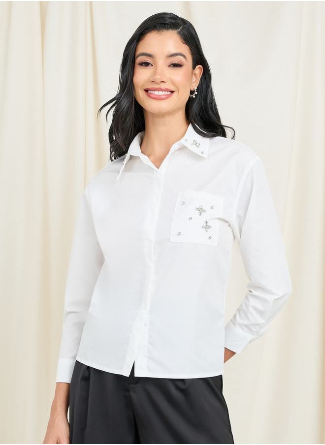 Styli - Embellished Detail Button Front Shirt - Image 1