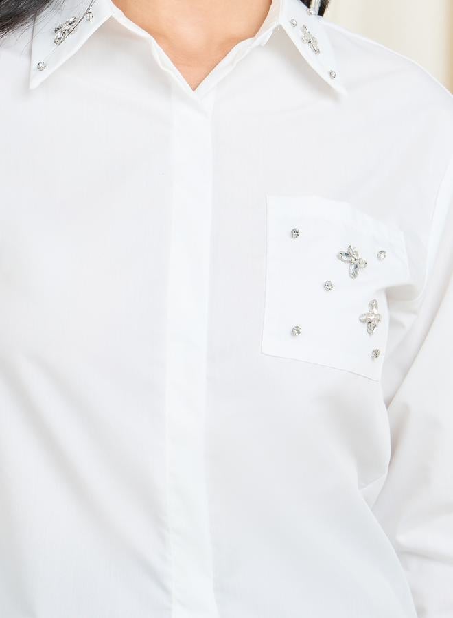 ستايلي قميص بأزرار وتفاصيل مزخرفة - Image 4