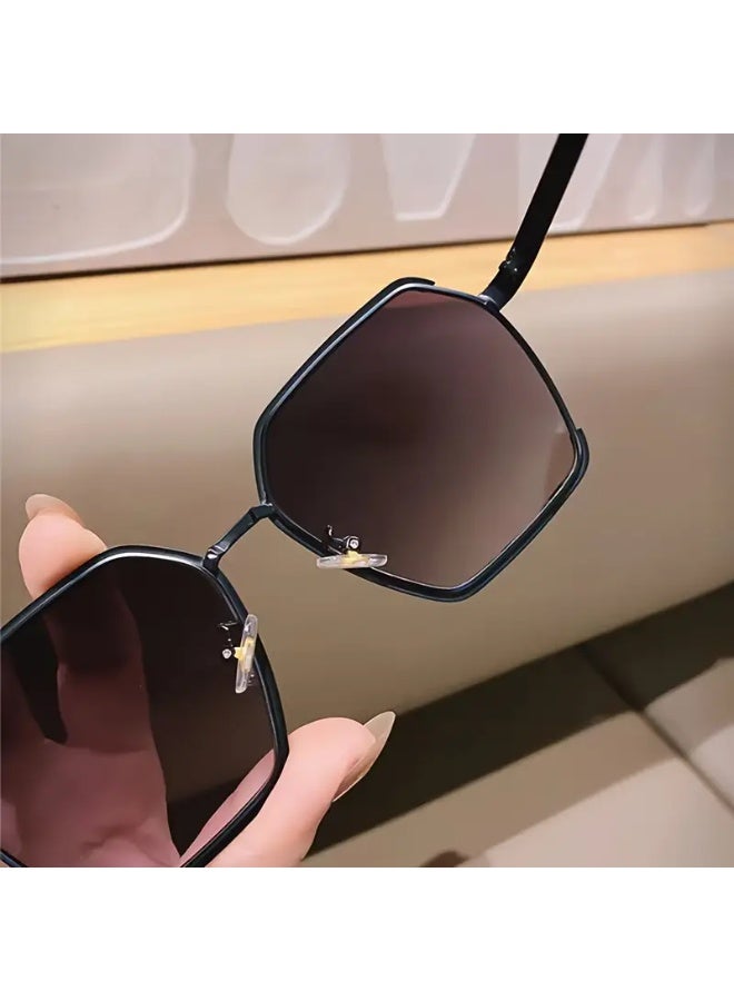 SCENT HOUSE Chic Oversized Square Fashion Glasses for Women - Retro Style, Perfect for Casual Attire and Street Photography (Includes eyeglass case),sunglasses - Image 3