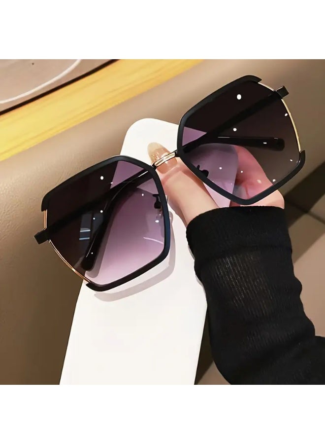SCENT HOUSE Chic Oversized Square Fashion Glasses for Women - Retro Style, Perfect for Casual Attire and Street Photography (Includes eyeglass case),sunglasses - Image 1