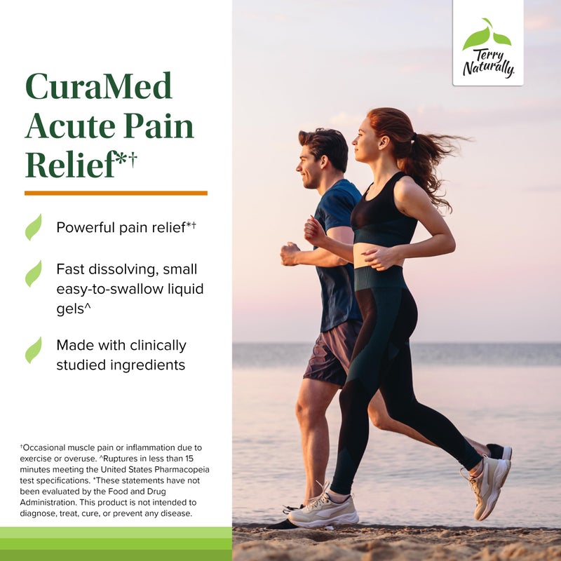 Terry Naturally CuraMed Acute Pain Relief - Supplement with BCM-95 Curcumin & BOS-10 Boswellia - Black Sesame Seed Oil to Support Relief of Occasional Discomfort - 60 Liquid Gels - Image 3