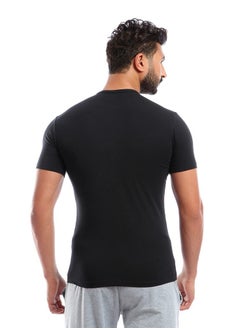 COTTONIL Round Neck cotton Stretch for Men - Black  - Image 4