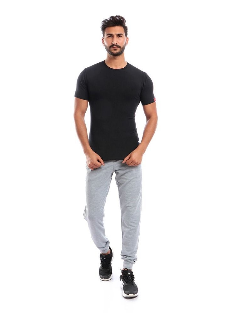 COTTONIL Round Neck cotton Stretch for Men - Black  - Image 5
