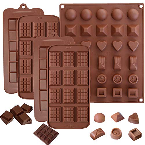 Ausplua 5 Pack Chocolate Bar Molds,Ausplua Silicone Chocolate mold Candy Jelly Cake Baking Mould,Break-Apart Chocolate, Food Grade Non-Stick Silicone Protein and Energy Bar Molds - Image 1