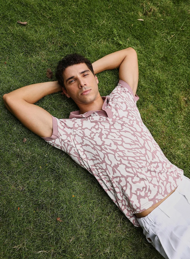 كامبوس سوترا تيشيرت بولو رجالي بنقشة جاكار بلووب