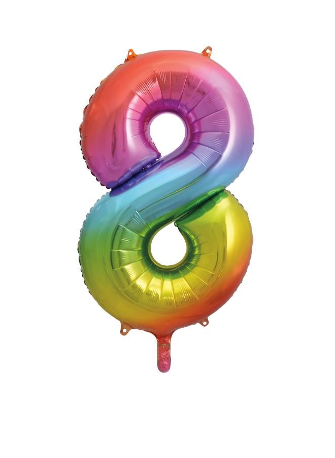 Unique 34" Giant  Rainbow Number 8 Foil Balloon - Image 2